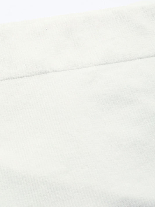 White Knitted Saree Shapewear with Drawstring - inddus-us