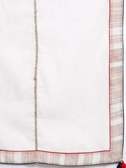 White Multi color Stripped Kurta with Tierred Sharara and Dupatta - inddus-us