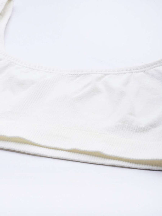 WHITE NON WIRED NON PADDED SPORT BRA - Inddus.com