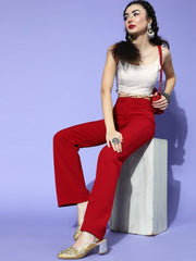 White Silk Blend Embroidered Crop Top - Inddus.com