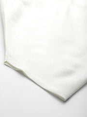 White Solid Linen Blend Pathani Kurta with Pyjamas - Inddus.com