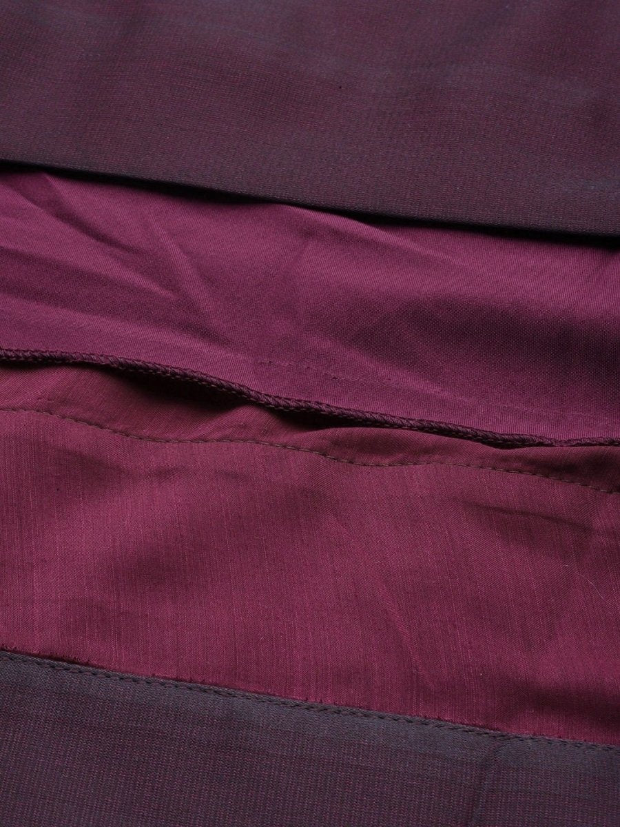 Wine Yoke Embroidered Maxi Dress - inddus-us