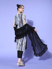 Women Abstract Poly Chiffon Tie & Dye 2.0 Kurta Set - Inddus.com