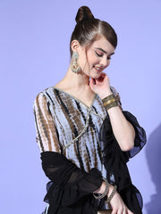 Women Abstract Poly Chiffon Tie & Dye 2.0 Kurta Set - Inddus.com