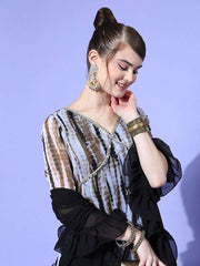 Women Abstract Poly Chiffon Tie & Dye 2.0 Kurta Set - Inddus.com