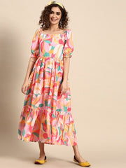 Women Abstract Printed Fit and Flare Dress - Inddus.com
