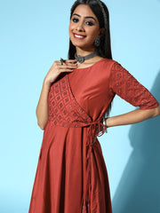 Women Abstract Silk Blend Swirling Volume Kurta Set - Inddus.com