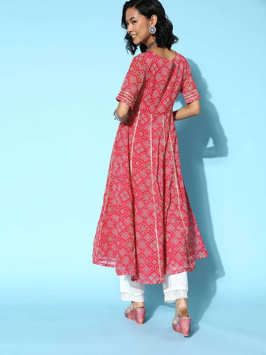 Women Attractive Rose Chiffon Swirling Volume Kurta - Inddus.com