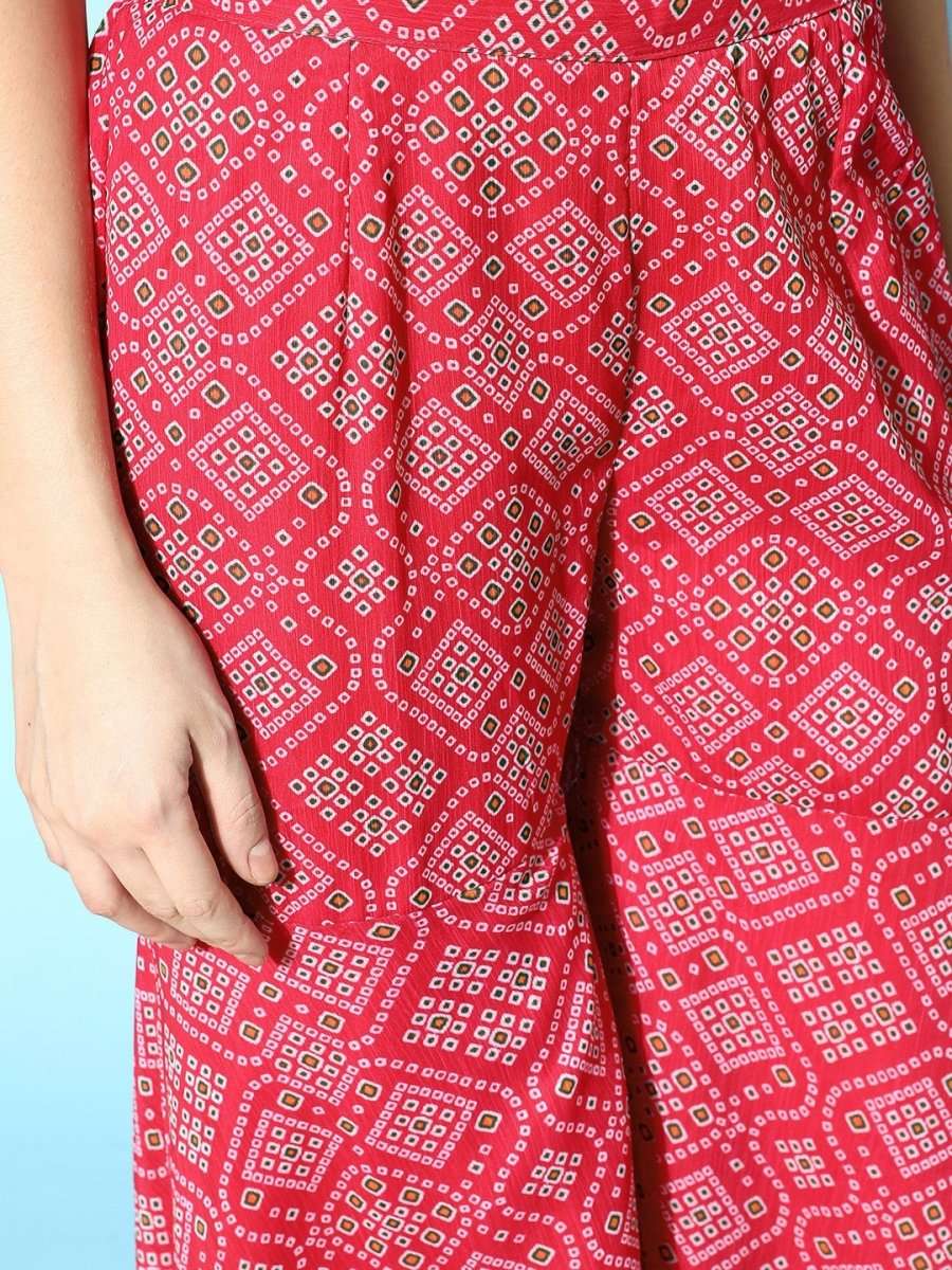 Women Bandhani Poly-Chiffon Print Parade Kurta Set - Inddus.com