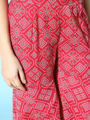 Women Bandhani Poly-Chiffon Print Parade Kurta Set - Inddus.com