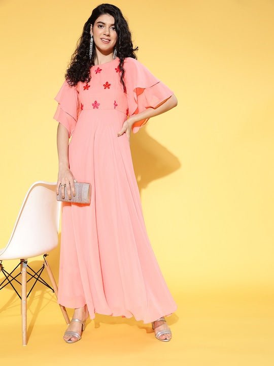 Women Beautiful Pink Floral Gowns for Days - Inddus.com