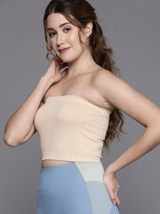WOMEN BEIGE BANDEAU SPORT BRA - Inddus.com