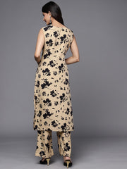 Women Beige Floral Printed Kurta with Palazzos - Inddus.com