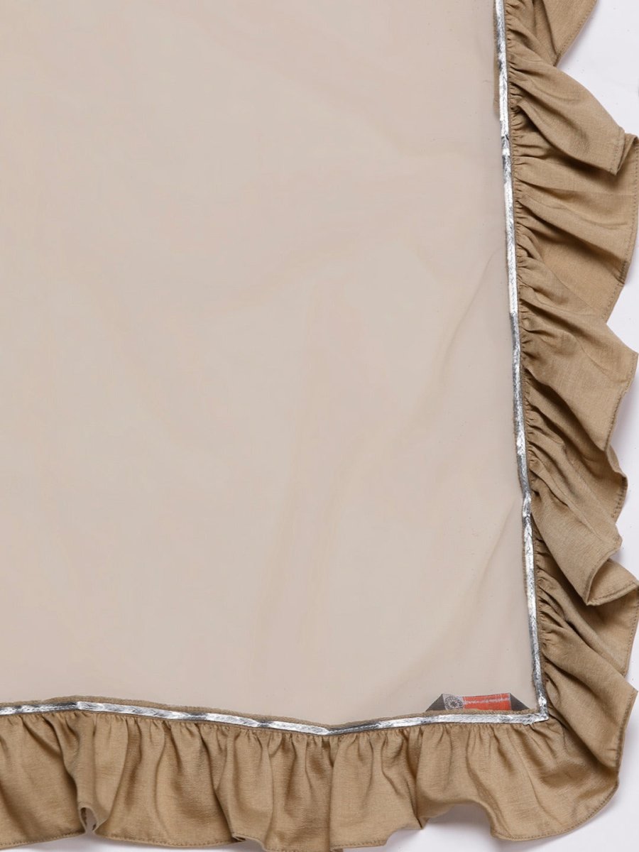 Women Beige Gotta Patti Kurta with Trousers & With Dupatta - Inddus.com