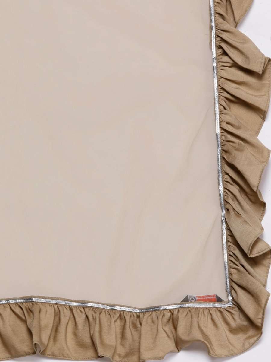 Women Beige Gotta Patti Kurta with Trousers & With Dupatta - Inddus.com