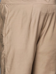 Women Beige Gotta Patti Kurta with Trousers & With Dupatta - Inddus.com