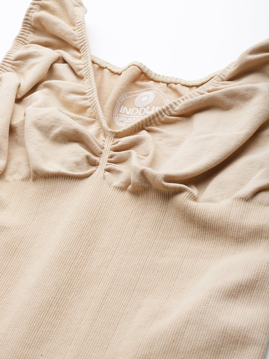WOMEN BEIGE SOLID CAMISOLE BODYSUIT SHAPEWEAR - Inddus.com