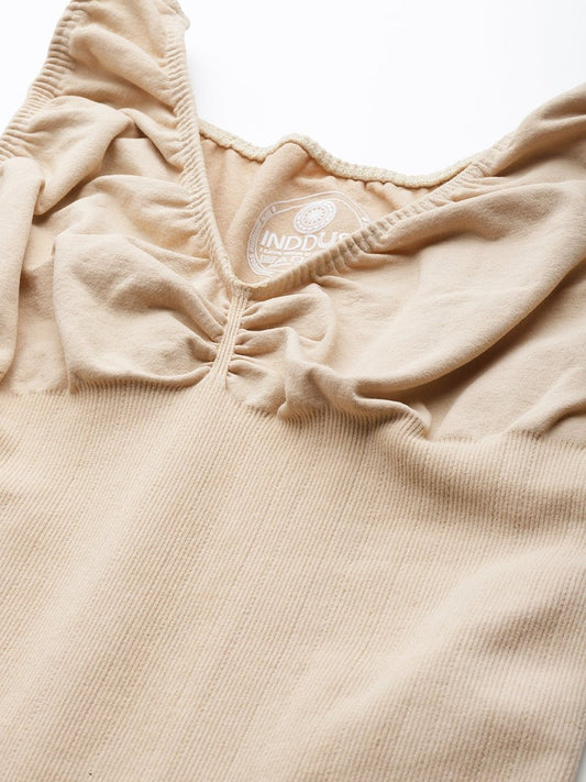 WOMEN BEIGE SOLID CAMISOLE BODYSUIT SHAPEWEAR - Inddus.com