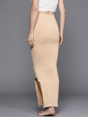Women Beige Solid High Compressed Seamless Instant Slimming Saree Shapewear - Inddus.com