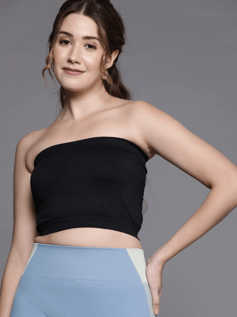 WOMEN BLACK BANDEAU SPORT BRA - Inddus.com