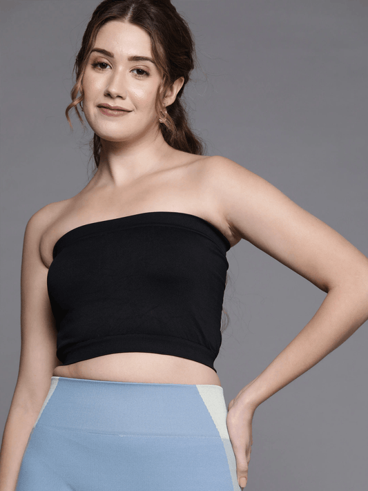 WOMEN BLACK BANDEAU SPORT BRA - Inddus.com