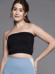 WOMEN BLACK BANDEAU SPORT BRA - Inddus.com