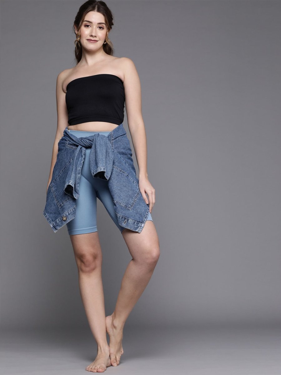 WOMEN BLACK BANDEAU SPORT BRA - Inddus.com