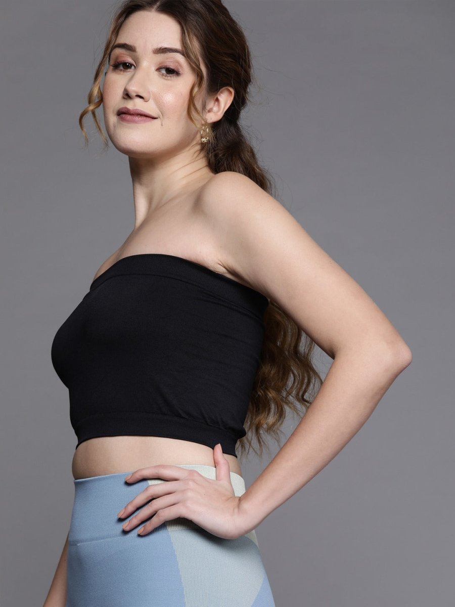 WOMEN BLACK BANDEAU SPORT BRA - Inddus.com