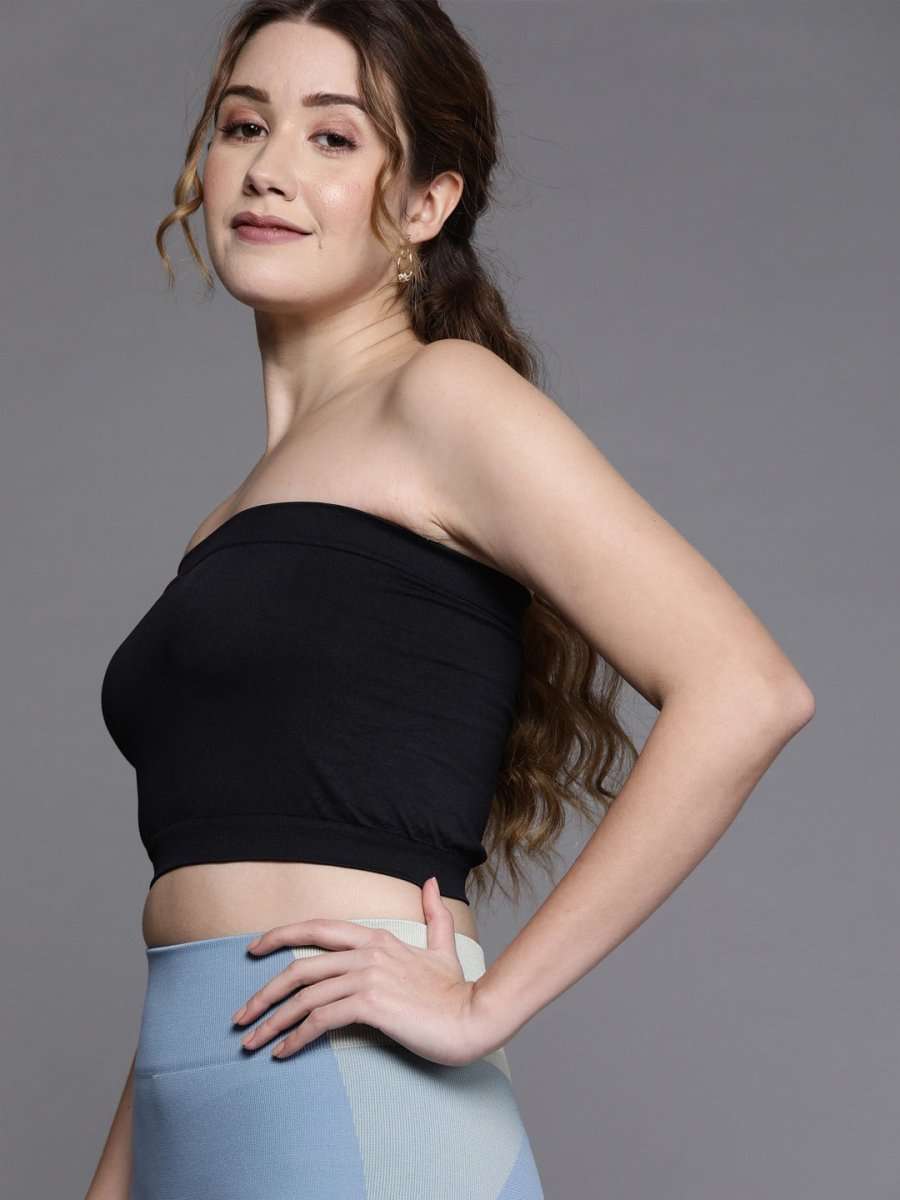 WOMEN BLACK BANDEAU SPORT BRA - Inddus.com