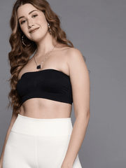 WOMEN BLACK BANDEAU SPORT BRA - Inddus.com