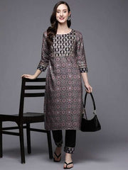 Women Black & Blue Ethnic Motifs Printed Kurta with Trousers - Inddus.com