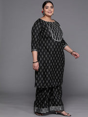 Women Black Ethnic Motifs Printed Gotta Patti Kurta with Palazzos - Inddus.com