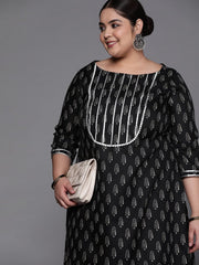 Women Black Ethnic Motifs Printed Gotta Patti Kurta with Palazzos - Inddus.com