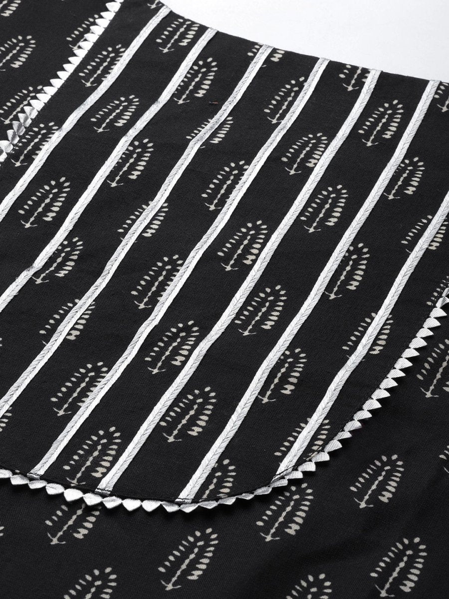 Women Black Ethnic Motifs Printed Gotta Patti Kurta with Palazzos - Inddus.com