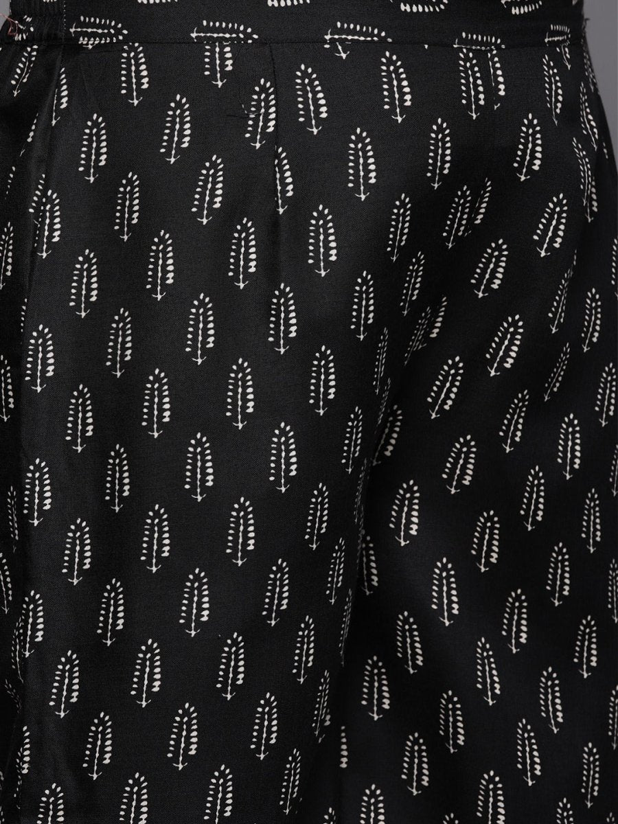 Women Black Ethnic Motifs Printed Gotta Patti Kurta with Palazzos - Inddus.com