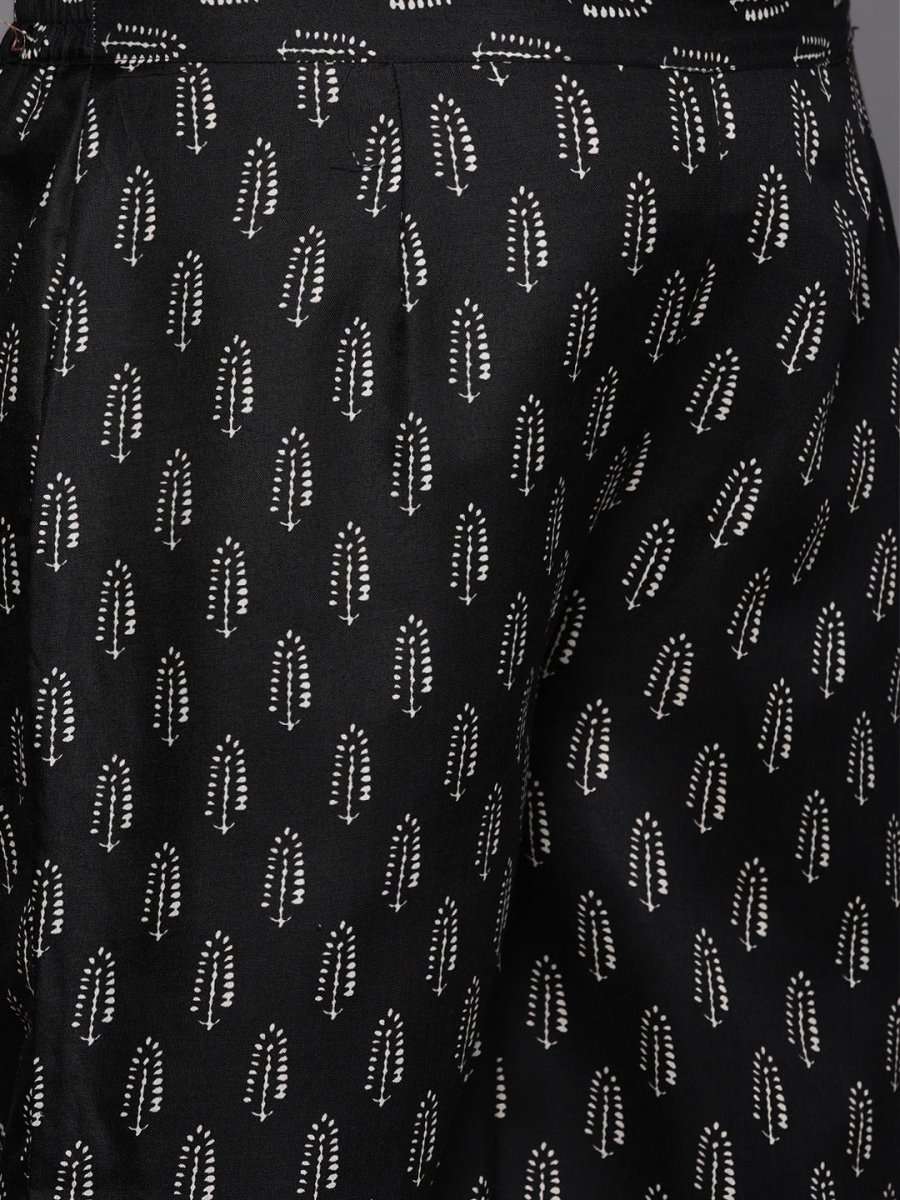 Women Black Ethnic Motifs Printed Gotta Patti Kurta with Palazzos - Inddus.com
