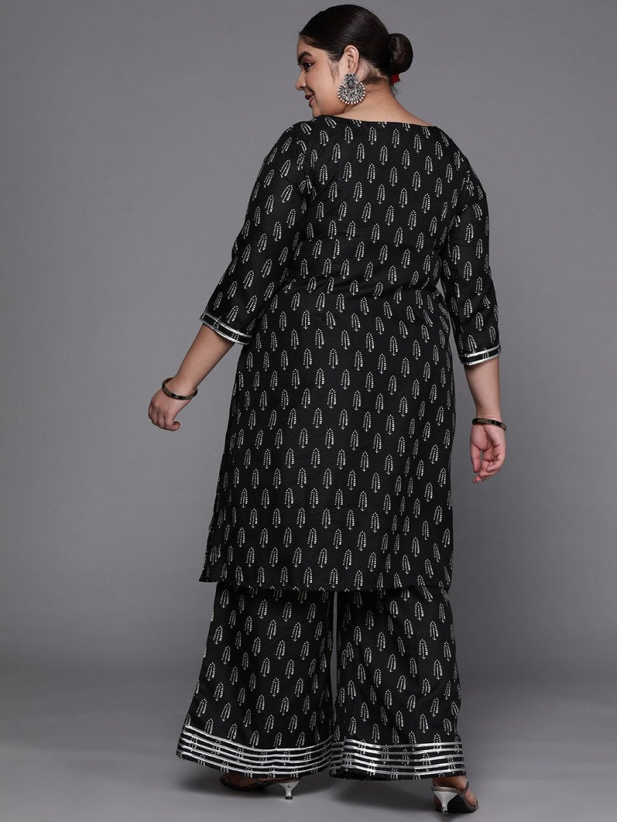 Women Black Ethnic Motifs Printed Gotta Patti Kurta with Palazzos - Inddus.com