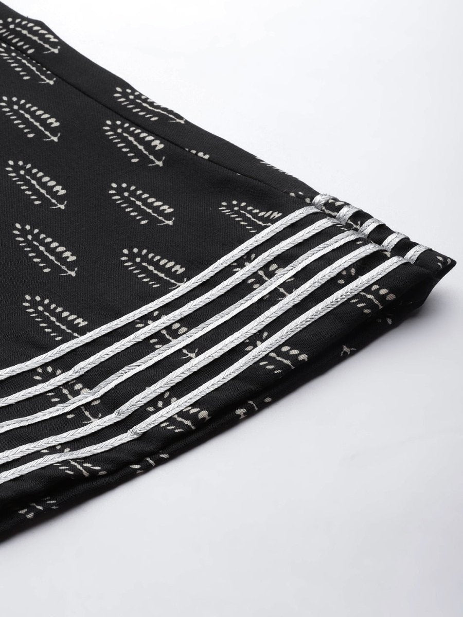 Women Black Ethnic Motifs Printed Gotta Patti Kurta with Palazzos - Inddus.com