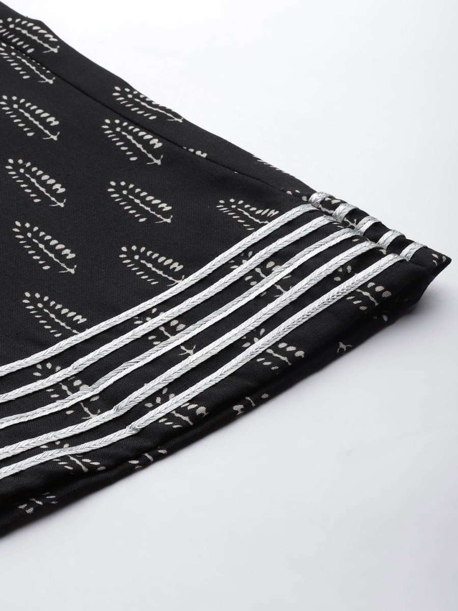 Women Black Ethnic Motifs Printed Gotta Patti Kurta with Palazzos - Inddus.com