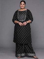 Women Black Ethnic Motifs Printed Gotta Patti Kurta with Palazzos - Inddus.com