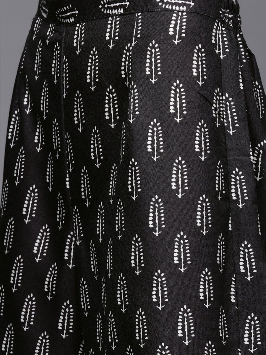 Women Black Ethnic Motifs Printed Kurta with Palazzos - Inddus.com