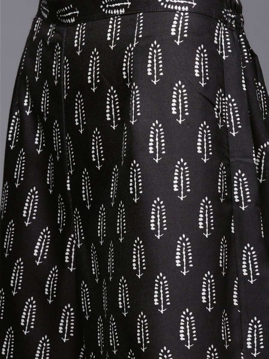 Women Black Ethnic Motifs Printed Kurta with Palazzos - Inddus.com