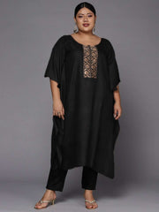 Women Black Flared Sleeves Kaftan Kurta - Inddus.com