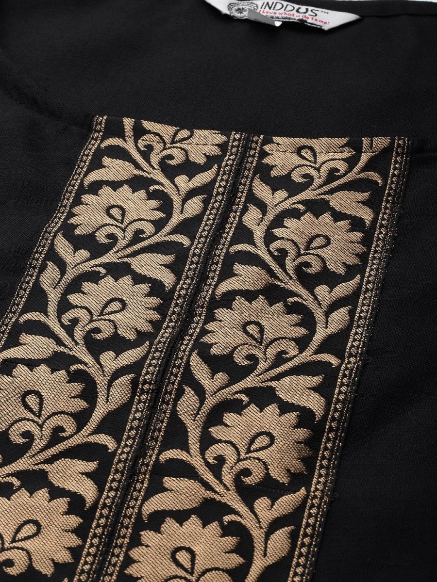 Women Black Flared Sleeves Kaftan Kurta - Inddus.com