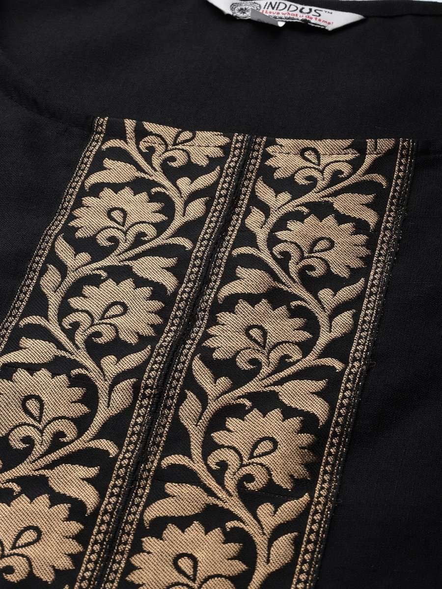 Women Black Flared Sleeves Kaftan Kurta - Inddus.com