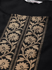Women Black Flared Sleeves Kaftan Kurta - Inddus.com
