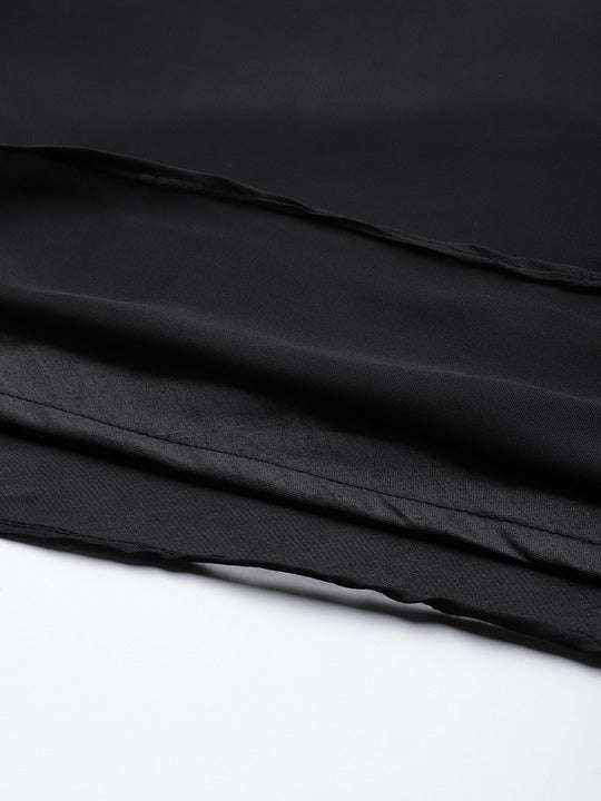 Women Black Floral Solid Net Maxi Dress - Inddus.com