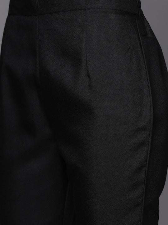 Women Black Gold Zari Woven Kurta and Trouser - Inddus.com