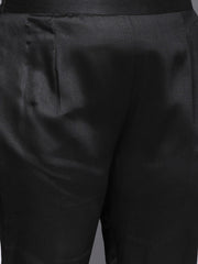 Women Black Gotta Patti Chanderi Cotton Kurta with Trousers & With Dupatta - Inddus.com