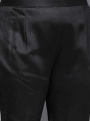 Women Black Gotta Patti Chanderi Cotton Kurta with Trousers & With Dupatta - Inddus.com